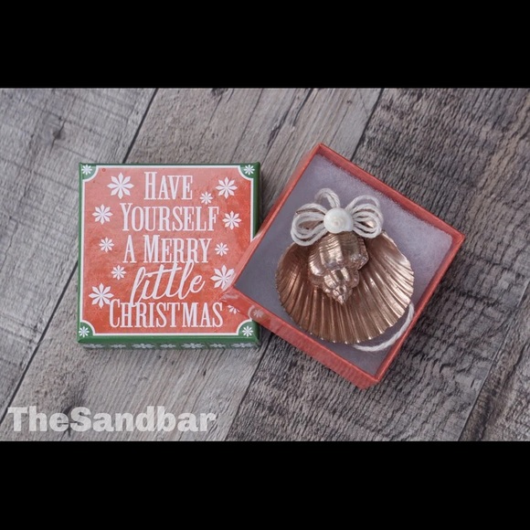 Rose Gold Seashell Ornament Set Natural Shell & Twine Beach Housewarming Gift - Picture 1 of 7